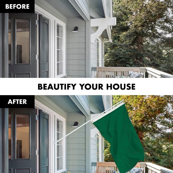 G128 Combo Pack: 5 Ft Tangle Free Aluminum Spinning Flagpole (White) & Solid Dark Green Color Flag 2.5x4 Ft, LiteWeave Pro Series Printed 150D Polyester | Pole with Flag Included - Image 3