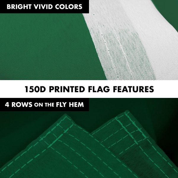 G128 Combo Pack: 5 Ft Tangle Free Aluminum Spinning Flagpole (White) & Solid Dark Green Color Flag 2.5x4 Ft, LiteWeave Pro Series Printed 150D Polyester | Pole with Flag Included - Image 5