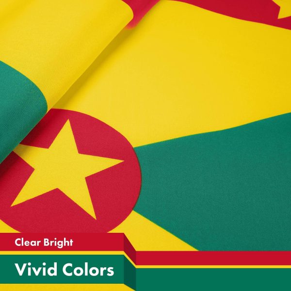 G128 2 Pack: Grenada Grenadian Flag | 3x5 Ft | LiteWeave Pro Series Printed 150D Polyester | Country Flag, Indoor/Outdoor, Vibrant Colors, Brass Grommets, Thicker and More Durable Than 100D 75D Poly - Image 3