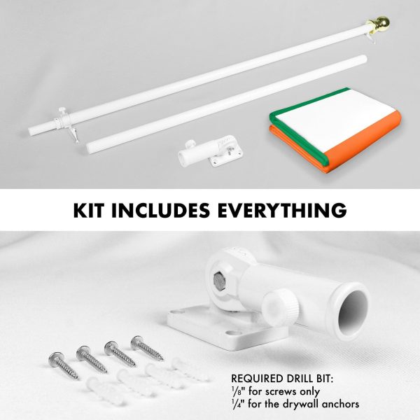 G128 Combo Pack: 6 Ft Tangle Free Aluminum Spinning Flagpole (White) & Ireland Irish Flag 3x5 Ft, LiteWeave Pro Series Printed 150D Polyester, 4 Corner Brass Grommets | Pole with Flag Included - Image 2