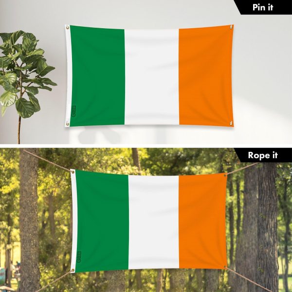 G128 Combo Pack: 6 Ft Tangle Free Aluminum Spinning Flagpole (White) & Ireland Irish Flag 3x5 Ft, LiteWeave Pro Series Printed 150D Polyester, 4 Corner Brass Grommets | Pole with Flag Included - Image 6