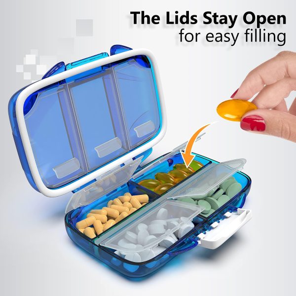 Travel Pill Organizer   Moisture Proof Pill Holder Daily Medicine Organizer Box Small Pill Case for Vitamin Supplement Pocket Pharmacy with Labels Pill Box for Purse Cute Pill Container 7 Compartments - Image 5