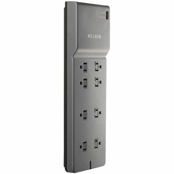 Belkin 8-Outlet Surge Protector - 6ft Cord - Right Angle Plug - 3550J - Telephone Protection - Grey (3-pack) - Image 2