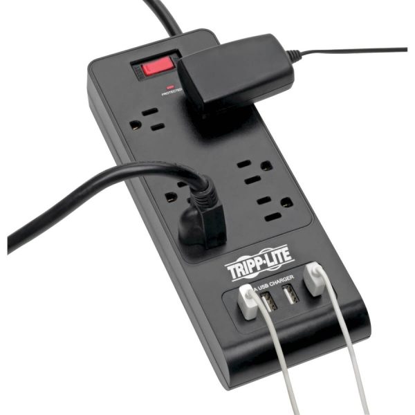 Eaton Tripp Lite Series 6-Outlet Surge Protector with 4 USB Ports (4.2A Shared) - 6 ft. (1.83 m) Cord, 900 Joules, Black - Image 2