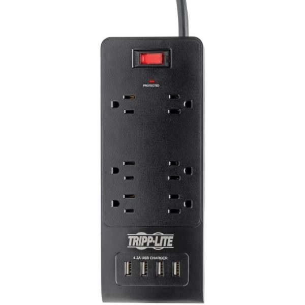 Eaton Tripp Lite Series 6-Outlet Surge Protector with 4 USB Ports (4.2A Shared) - 6 ft. (1.83 m) Cord, 900 Joules, Black - Image 3
