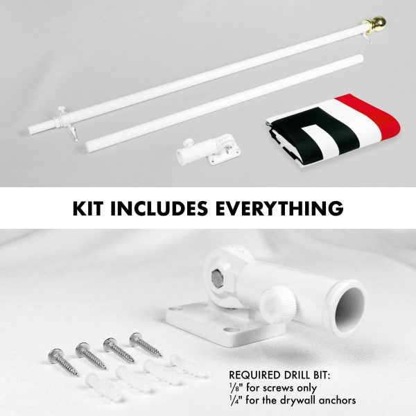 G128 - 6 Feet Tangle Free Spinning Flagpole (White) Open Brass Grommets Printed 3x5 ft (Flag Included) Aluminum Flag Pole - Image 2