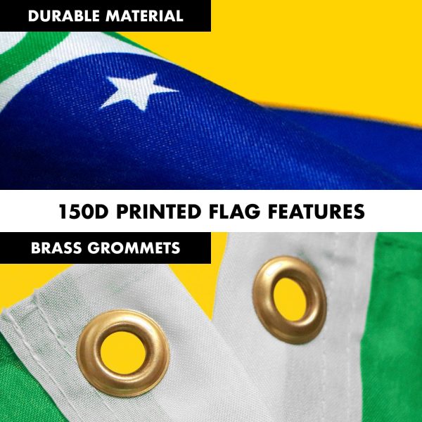 G128 Combo Pack: 6 Feet Tangle Free Spinning Flagpole (Silver) Brazil Brazilian Flag 3x5 ft Printed 150D Brass Grommets (Flag Included) Aluminum Flag Pole - Image 4