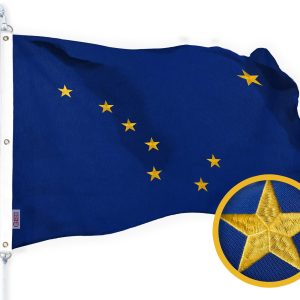 G128 Indiana State Flag | 6x10 Ft | StormFlyer Series Embroidered 220GSM Spun Polyester | Embroidered Design, Indoor/Outdoor, Brass Grommets, Heavy Duty, All Weather
