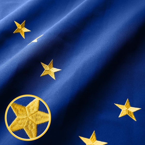 G128 Indiana State Flag | 6x10 Ft | StormFlyer Series Embroidered 220GSM Spun Polyester | Embroidered Design, Indoor/Outdoor, Brass Grommets, Heavy Duty, All Weather - Image 2
