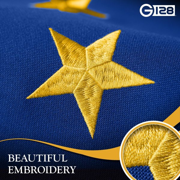 G128 Indiana State Flag | 6x10 Ft | StormFlyer Series Embroidered 220GSM Spun Polyester | Embroidered Design, Indoor/Outdoor, Brass Grommets, Heavy Duty, All Weather - Image 4