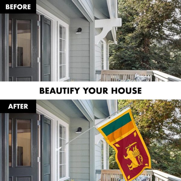 G128 Combo Pack: 6 Ft Tangle Free Spinning Flagpole (Silver) & Sri Lanka Flag 3x5 Ft Printed 150D Polyester, Brass Grommets (Flag Included) Aluminum Flag Pole - Image 3