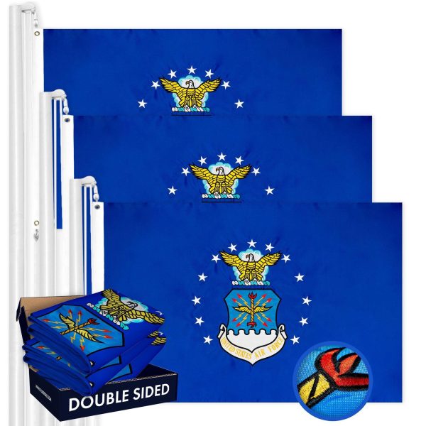 US Air Force Flag 2x3FT 3-Pack Double-sided Embroidered Polyester By G128