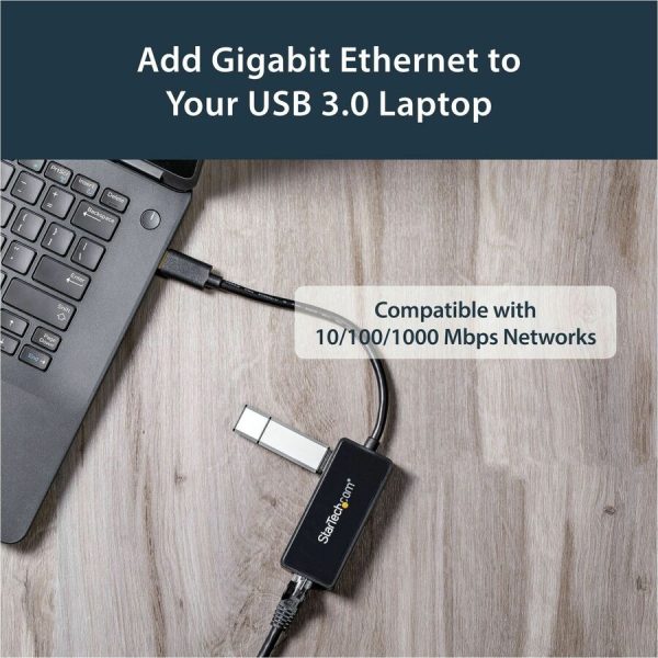 StarTech.com USB 3.0 to Gigabit Ethernet Adapter NIC w/ USB Port - Black - Image 5