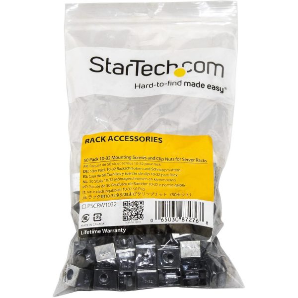 StarTech.com Server Rack Screws and Clip Nuts - 10-32 - Rack Mount Screws and Slide-On Cage Nuts - Clip Nuts and Screws - 50 Pack - Image 4