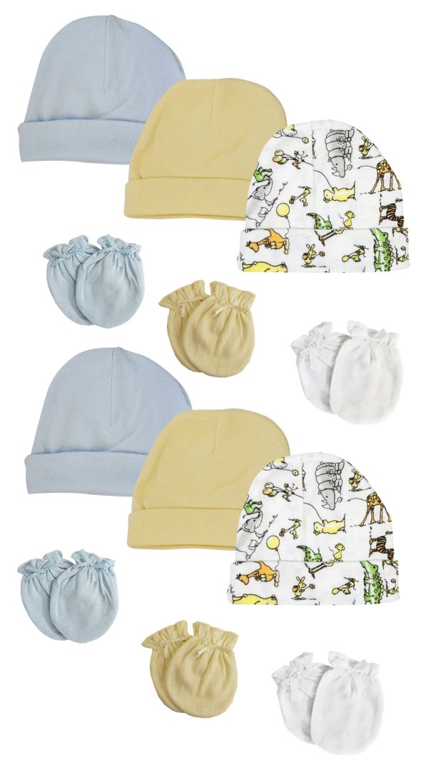 Boys Baby Caps And Mittens (pack Of 12) Nc_0293