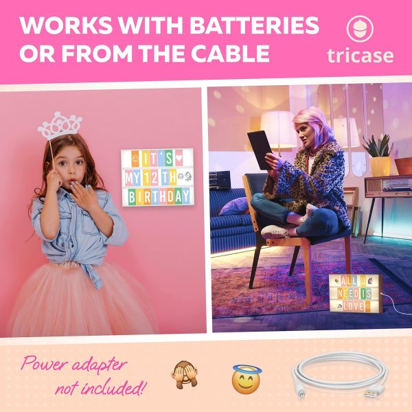 Pink Cinema Light Box with 312 Letters Emojis & 3 Markers   Led Light Box for Home & Pink Room Decor   Premium Light Up Letter Board   Best Gift Idea for Women & Girls on Christmas or Birthdays - Image 3
