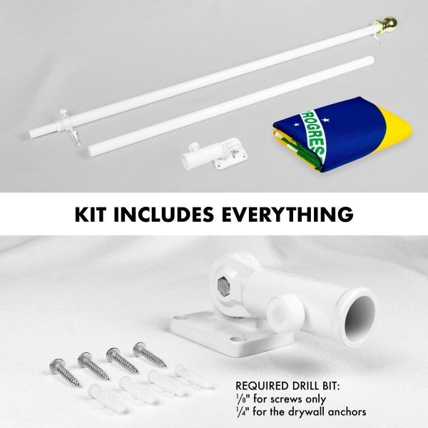 G128 - 6 Feet Tangle Free Spinning Flagpole (White) Brazil Brass Grommets Printed 3x5 ft (Flag Included) Aluminum Flag Pole - Image 2