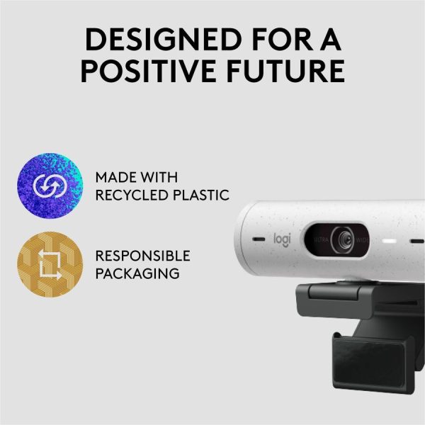 Logitech Brio 500 Full HD webcam, auto framing, noise-reducing mics, privacy shutter, streaming & video calling, Off-white - Image 5