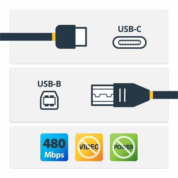 StarTech.com 3m 10 ft USB C to USB B Printer Cable - M/M - USB 2.0 - USB C to USB B Cable - USB C Printer Cable - USB Type C to Type B Cable - Image 2