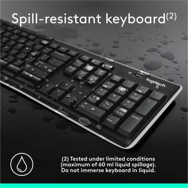 Logitech K270 Wireless Keyboard for Windows, 2.4 GHz Wireless, Full-Size, Number Pad, Black - Image 5