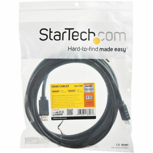 StarTech.com 15ft (5m) Premium Certified HDMI 2.0 Cable with Ethernet, High Speed Ultra HD 4K 60Hz HDMI Cable HDR10, UHD HDMI Monitor Cord - Image 3
