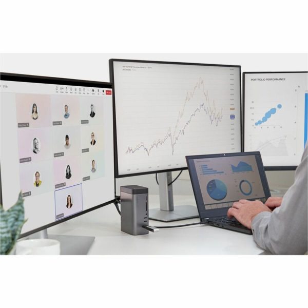 Belkin 11-in-1 Triple Display USB-C Docking Station - 10 Gbps - 1xUSB-A, 4xUSB-C, 2xHDMI, 1xEthernet, 1x3.5mm Audio, 1xSD, 1xMicro SD - w/ USB-C Cable - Grey - Image 3