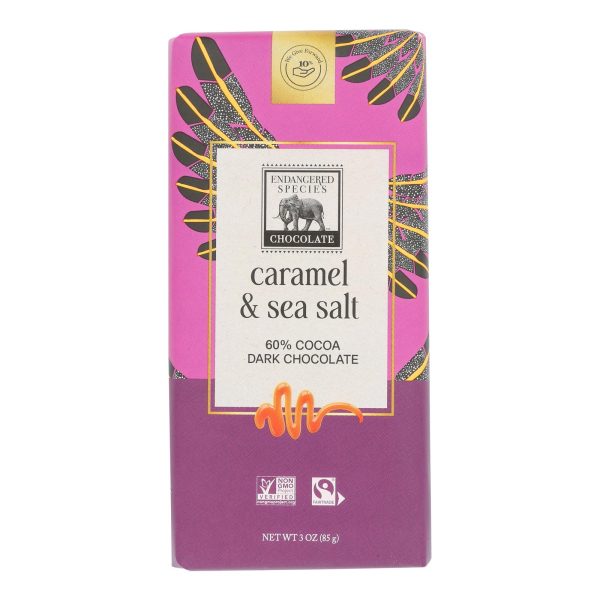 Endangered Species Chocolate Bar - Dark Chocolate - Caramel - Sea Salt - 3 oz - Case of 12 - Image 2
