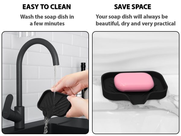 Premium Black Silicone soap Dish   Soap Holder Shower   Innovative Design Prevents Water Accumulation   Ideal soap bar Holder for Bathroom   Soap Dish for Kitchen Visit The  Store - Image 6