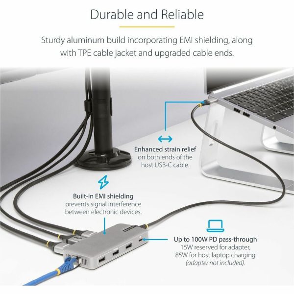 StarTech.com USB-C Triple-Monitor Multiport Adapter, HDMI & DisplayPort, 3x 10Gbps USB Hub, PD Pass-Through, GbE, Travel Docking Station - Image 6