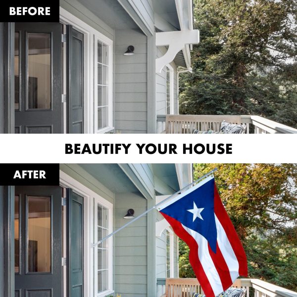 G128 Combo Pack: 5 Ft Tangle Free Aluminum Spinning Flagpole (Silver) & Puerto Rico Puerto Rican Flag 2x3 Ft, ToughWeave Series Embroidered 300D Polyester | Pole with Flag Included - Image 3