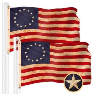 G128 2 Pack: Betsy Ross Tea-Stained Flag | 6x10 Ft | ToughWeave Pro Series Embroidered 420D Polyester | Historical Flag, Embroidered Design, Indoor/Outdoor, Brass Grommets, High Quality