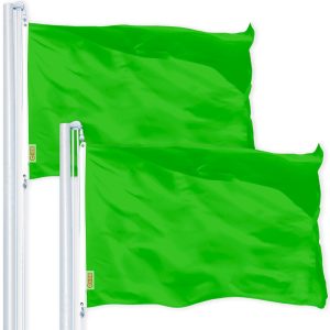 G128 2 Pack: Solid Lime Green Color Flag | 2.5x4 Ft | LiteWeave Pro Series Printed 150D Polyester | Indoor/Outdoor, Vibrant Colors, Brass Grommets, Thicker and More Durable Than 100D 75D Polyester