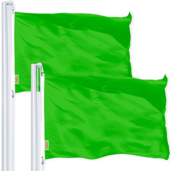 G128 2 Pack: Solid Lime Green Color Flag | 2.5x4 Ft | LiteWeave Pro Series Printed 150D Polyester | Indoor/Outdoor, Vibrant Colors, Brass Grommets, Thicker and More Durable Than 100D 75D Polyester