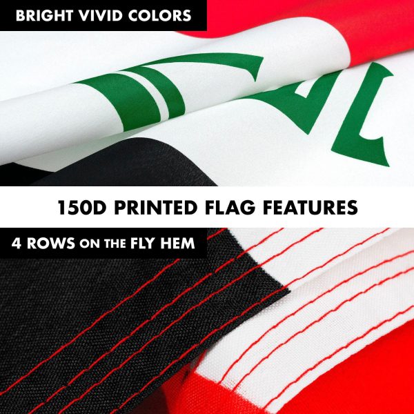Flag Pole 6FT White Tangle Free & Iraq Iraqi Flag 3x5 Ft Combo Printed 150D Polyester By G128 - Image 5