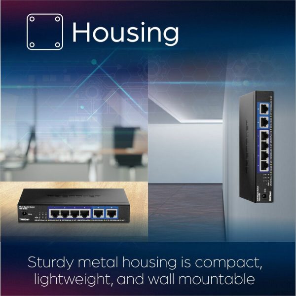 TRENDnet 6-Port 10G Switch, 4 x 2.5G RJ-45 Base-T Ports, 2 x 10G RJ-45 Ports, 60Gbps Switching Capacity, Wall Mountable, 10 Gigabit Network Connections, Lifetime Protection, Black, TEG-S762 - Image 8