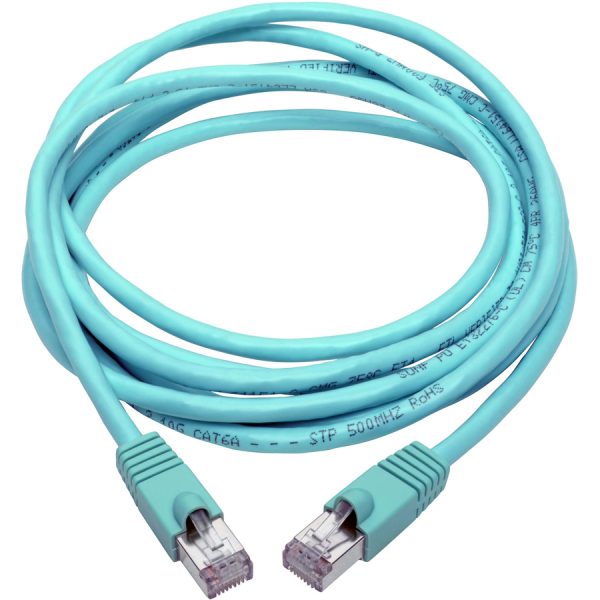 Eaton Tripp Lite Series Cat6a 10G Snagless Shielded STP Ethernet Cable (RJ45 M/M), PoE, Aqua, 10 ft. (3.05 m) - Image 2