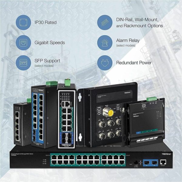 TRENDnet 6-Port Industrial Gigabit L2+ Managed PoE++ DIN Rail Switch, 4 x Gigabit PoE++ Ports, DIN-Rail Mount, 2 x SFP Slots, IP30, VLAN, QoS, LACP, Bandwidth Management, ERPS, Black, TI-BG62i - Image 8