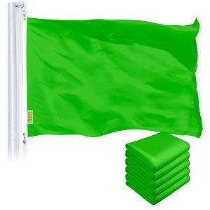G128 5 Pack: Solid Lime Green Color Flag | 2x3 Ft | LiteWeave Pro Series Printed 150D Polyester | Indoor/Outdoor, Vibrant Colors, Brass Grommets, Thicker and More Durable Than 100D 75D Polyester