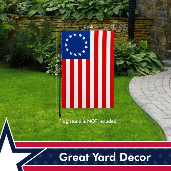 G128 Betsy Ross Historical American Flag Garden Flag | 12x18 Inch | Printed 150D Polyester - Betsy Ross 13 Stars Patriotic Outdoor Flag - Image 6