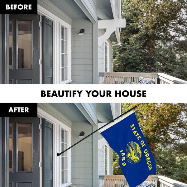 G128 Combo Pack: 6 Ft Tangle Free Spinning Flagpole (Black) & Oregon Double Sided Flag 3x5 Ft Printed 150D Polyester, Brass Grommets (Flag Included) Aluminum Flag Pole - Image 3