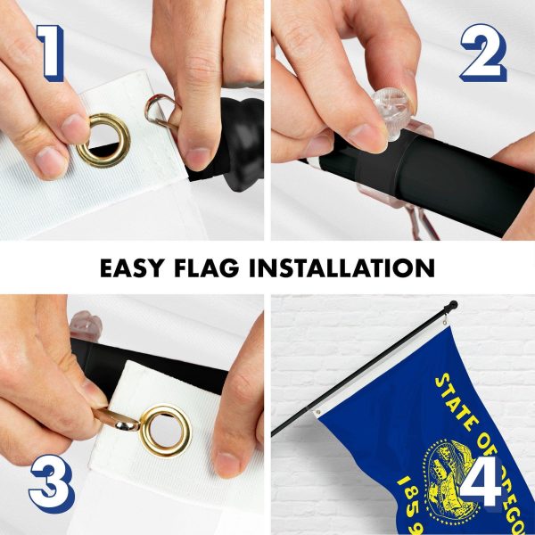 G128 Combo Pack: 6 Ft Tangle Free Spinning Flagpole (Black) & Oregon Double Sided Flag 3x5 Ft Printed 150D Polyester, Brass Grommets (Flag Included) Aluminum Flag Pole - Image 7