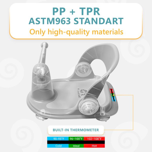 Baby Bath Seat for Sitting Babies   Non Slip Baby Bathtub Chair for 6 to 36 Months   Comfortable Bath Seat for Infants and Toddlers   Grey - Image 5