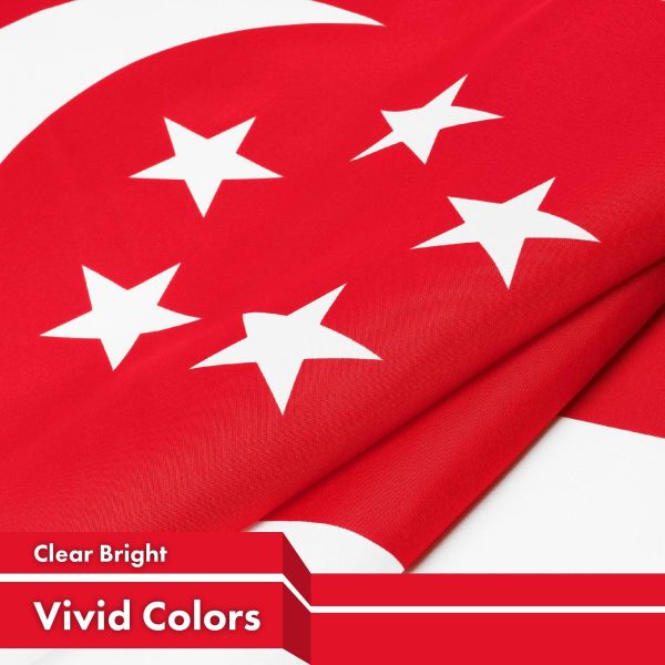 G128 10 Pack: Singapore Singaporean Flag | 3x5 Ft | LiteWeave Pro Series Printed 150D Polyester | Country Flag, Vibrant Colors, Brass Grommets, Thicker and More Durable Than 100D 75D Polyester - Image 3