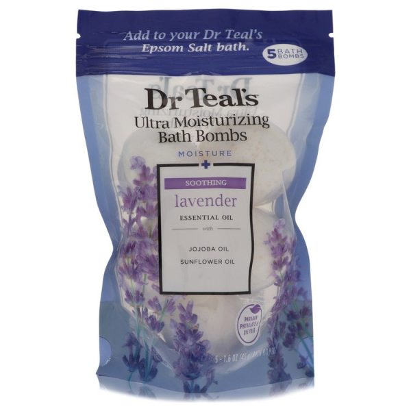 Dr Teal's Five (5) 1.6 oz Moisture Soothing Bath Bombs with Lavender, Essential Oils, Jojoba Oil, Sunflower Oil (Unisex) 1.6 oz for Men