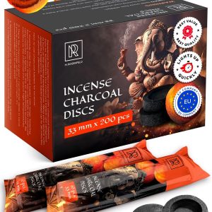 200 pcs Charcoal Tablets for Incense – Quick Light Charcoal Tablets (20 roll)
