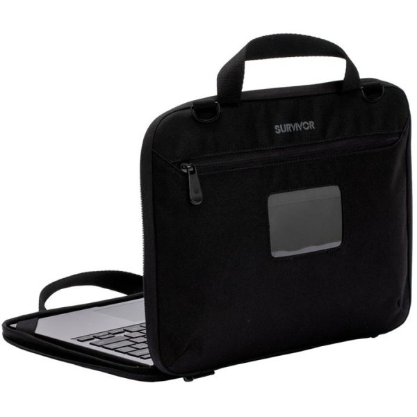 Griffin Survivor Carrying Case (Briefcase) for 11.6" Google Chromebook, Notebook, Tablet, Battery, Charger, Cable, Accessories - Black - Image 3