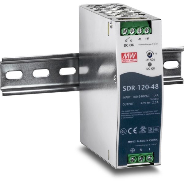 TRENDnet 120 W Single Output Industrial DIN-Rail Power Supply, Extreme -25 to 70 °C (-13 to 158 °F) Operating Temp, Power Supply 120W, DIN-Rail Mount, Overload Protection, Silver, TI-S12048 - Image 3