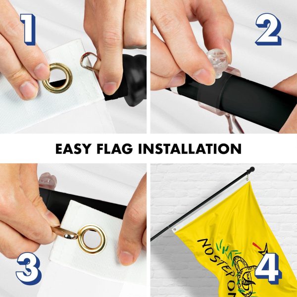 G128 Combo Pack: Flag Pole 6 FT Black Tangle Free & No Step On Snek Flag 3x5ft 150D Printed Polyester - Image 7