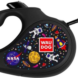 WAUDOG Retractable Dog Leash 16 Ft   360° Tangle Free   Heavy Duty Pet Walking Leash for X Small Small Medium Large Dog or Cat with One Handed Brake Pause Lock (M NASA)