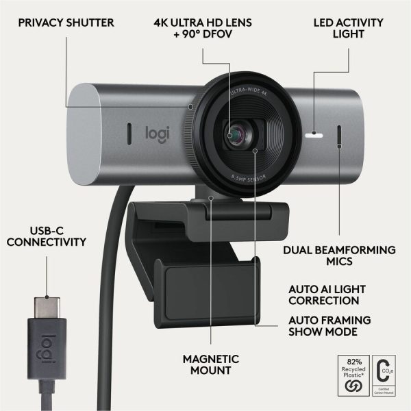 Logitech MX Brio 705 for Business 4K Webcam with Auto Light Correction, Ultra HD, Auto-Framing, Show Mode, USB-C, Works with Microsoft Teams, Zoom, Google Meet, Graphite - Image 6